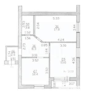 2-к квартира, вторичка, 60м2, 1/3 этаж