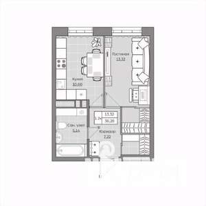 1-к квартира, вторичка, 36м2, 3/19 этаж