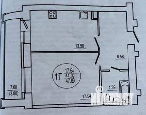 1-к квартира, вторичка, 48м2, 3/10 этаж