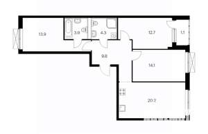 3-к квартира, вторичка, 79м2, 13/26 этаж