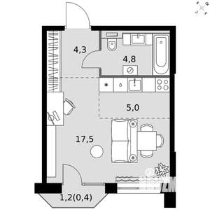 Студия квартира, вторичка, 32м2, 8/20 этаж