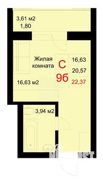 Студия квартира, строящийся дом, 22м2, 8/10 этаж