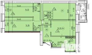 3-к квартира, строящийся дом, 88м2, 2/9 этаж