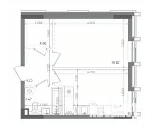 1-к квартира, вторичка, 41м2, 21/22 этаж