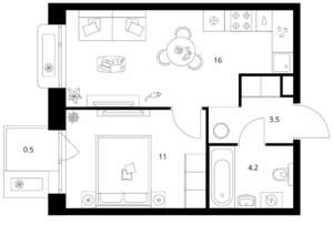 1-к квартира, вторичка, 35м2, 12/26 этаж