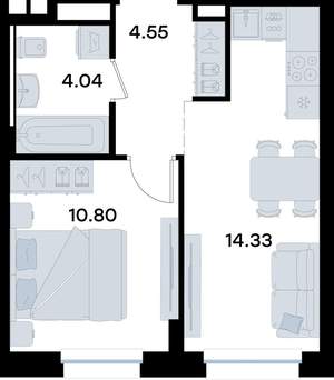 1-к квартира, вторичка, 34м2, 1/11 этаж