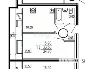 1-к квартира, сданный дом, 35м2, 9/9 этаж