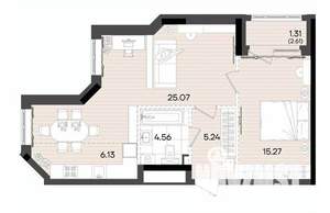 2-к квартира, вторичка, 58м2, 10/23 этаж