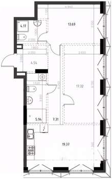 2-к квартира, вторичка, 72м2, 8/15 этаж