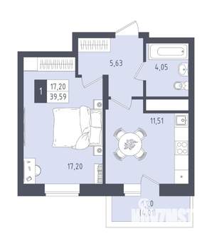 1-к квартира, вторичка, 40м2, 11/22 этаж