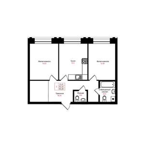 2-к квартира, вторичка, 60м2, 8/25 этаж