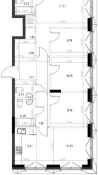 3-к квартира, строящийся дом, 95м2, 13/15 этаж