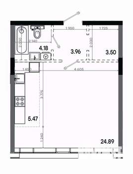 Студия квартира, вторичка, 42м2, 13/20 этаж