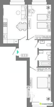 2-к квартира, вторичка, 61м2, 3/10 этаж