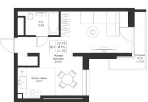 1-к квартира, вторичка, 33м2, 11/25 этаж