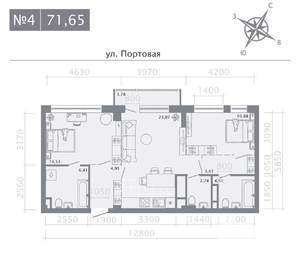 2-к квартира, строящийся дом, 72м2, 2/9 этаж