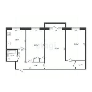 3-к квартира, вторичка, 58м2, 4/5 этаж