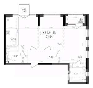 2-к квартира, вторичка, 72м2, 5/23 этаж