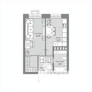 1-к квартира, вторичка, 37м2, 14/19 этаж