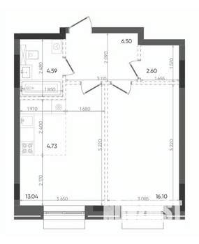 2-к квартира, вторичка, 48м2, 12/14 этаж