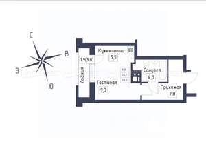 Студия квартира, вторичка, 28м2, 17/18 этаж