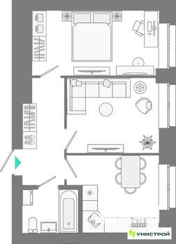 2-к квартира, вторичка, 44м2, 6/10 этаж