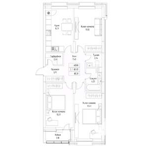 3-к квартира, вторичка, 85м2, 1/9 этаж