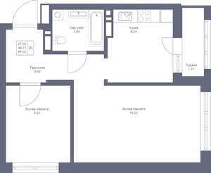 2-к квартира, вторичка, 48м2, 11/22 этаж