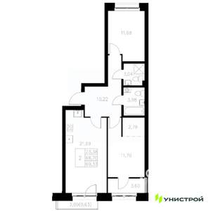 2-к квартира, вторичка, 69м2, 6/8 этаж