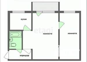 2-к квартира, вторичка, 45м2, 1/5 этаж