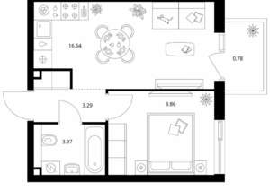 1-к квартира, вторичка, 35м2, 4/11 этаж