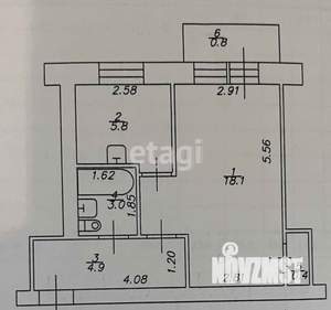 1-к квартира, вторичка, 30м2, 2/5 этаж