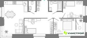 3-к квартира, вторичка, 72м2, 6/9 этаж
