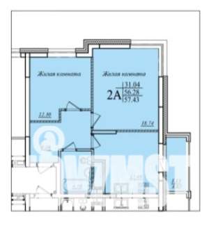 2-к квартира, сданный дом, 57м2, 19/19 этаж