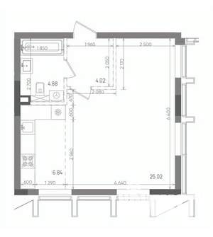 Студия квартира, вторичка, 41м2, 2/22 этаж