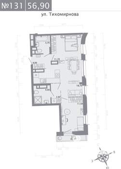 2-к квартира, вторичка, 57м2, 5/5 этаж