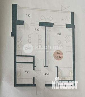 1-к квартира, вторичка, 39м2, 2/19 этаж