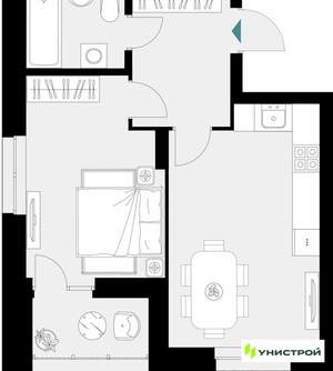 1-к квартира, вторичка, 43м2, 2/17 этаж