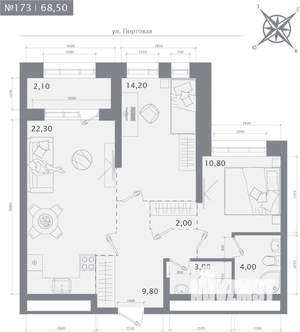2-к квартира, строящийся дом, 69м2, 12/23 этаж