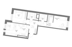 3-к квартира, строящийся дом, 71м2, 3/4 этаж