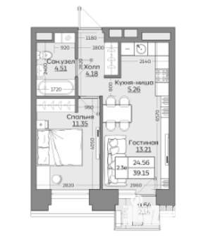 1-к квартира, вторичка, 39м2, 5/24 этаж