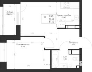 1-к квартира, вторичка, 37м2, 13/23 этаж