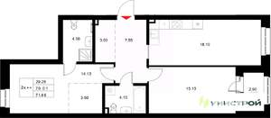 2-к квартира, вторичка, 71м2, 8/22 этаж