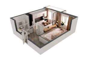 1-к квартира, сданный дом, 41м2, 6/19 этаж