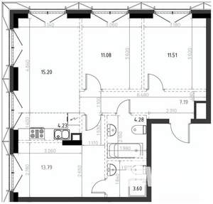 3-к квартира, вторичка, 71м2, 13/15 этаж