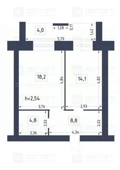 1-к квартира, вторичка, 50м2, 4/10 этаж