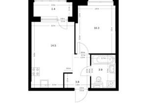1-к квартира, вторичка, 34м2, 7/26 этаж