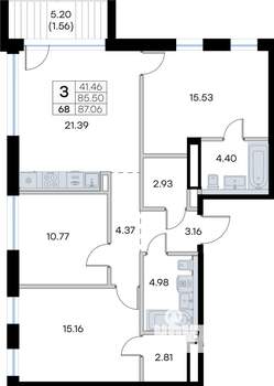 3-к квартира, вторичка, 87м2, 5/8 этаж