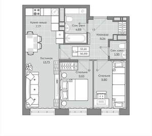 3-к квартира, вторичка, 57м2, 5/19 этаж