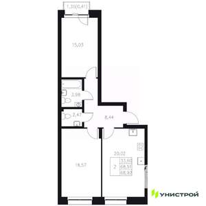 2-к квартира, вторичка, 69м2, 5/8 этаж